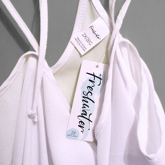 Freshwater White Eyelet-Trim Racerback Swim Cover-Up Dress Size 2X - Picture 4 of 5